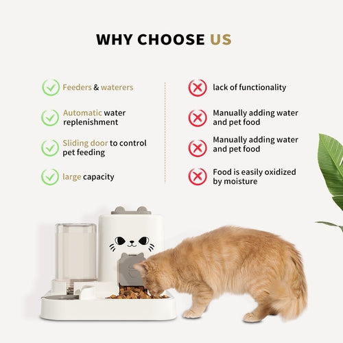 2-in-1 Automatic Cat Feeder And Water Dispenser - Dry Wet Separation,