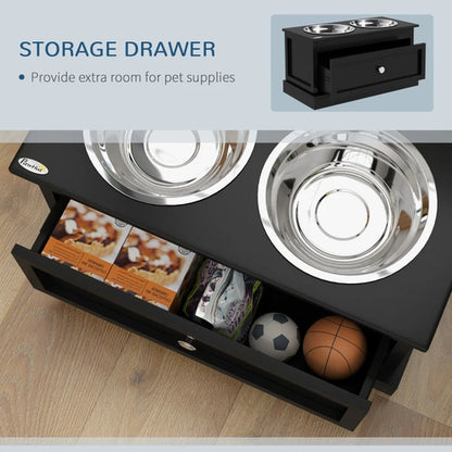 Dog Bowls With Storage Drawer, Raised Dog Bowl Stand Pet Food Bowl Dog