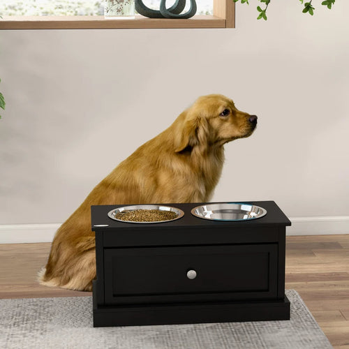 Dog Bowls With Storage Drawer, Raised Dog Bowl Stand Pet Food Bowl Dog