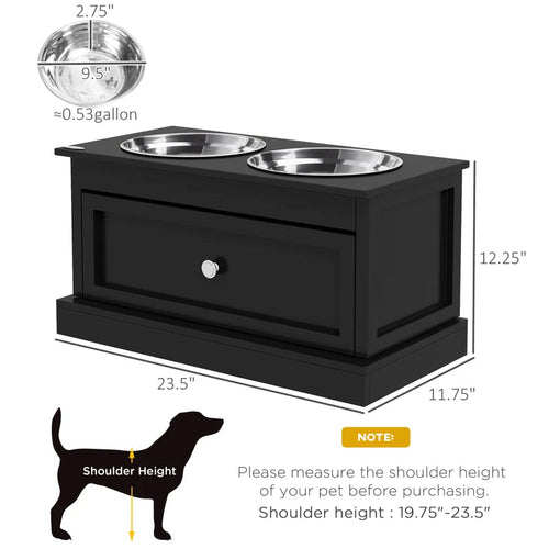 Dog Bowls With Storage Drawer, Raised Dog Bowl Stand Pet Food Bowl Dog