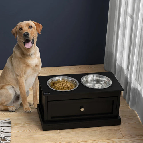 Dog Bowls With Storage Drawer, Raised Dog Bowl Stand Pet Food Bowl Dog