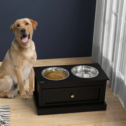 Dog Bowls With Storage Drawer, Raised Dog Bowl Stand Pet Food Bowl Dog