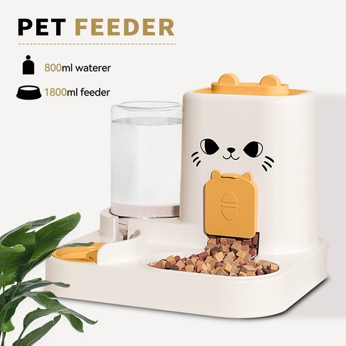 2-in-1 Automatic Cat Feeder And Water Dispenser - Dry Wet Separation,