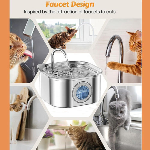 Cat Water Fountain Stainless Steel,108oz 3.2L Cat Fountain For
