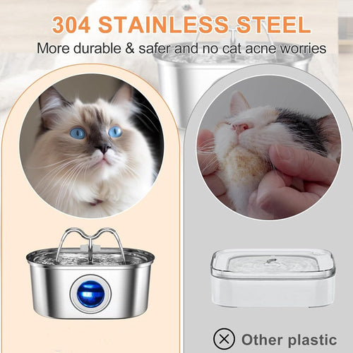 3.2L Cowhorn Model Pet Water Dispenser - Stainless Steel Automatic