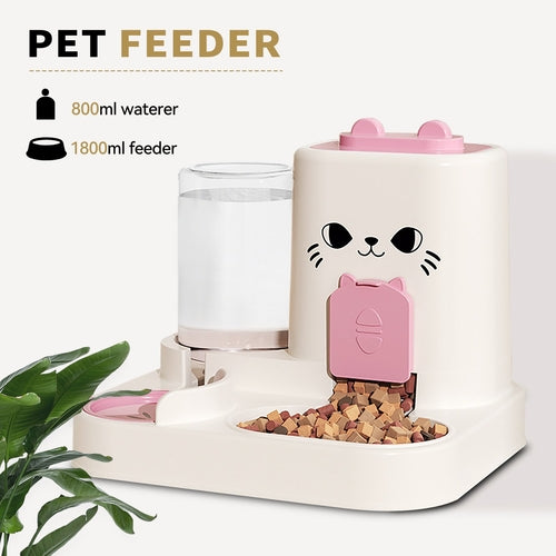 2-in-1 Automatic Cat Feeder And Water Dispenser - Dry Wet Separation,