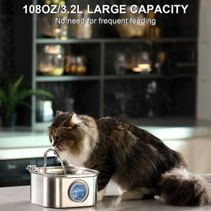 Cat Water Fountain Stainless Steel,108oz 3.2L Cat Fountain For