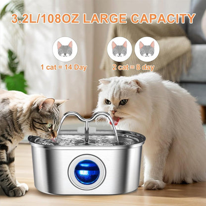 3.2L Cowhorn Model Pet Water Dispenser - Stainless Steel Automatic