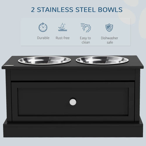 Dog Bowls With Storage Drawer, Raised Dog Bowl Stand Pet Food Bowl Dog