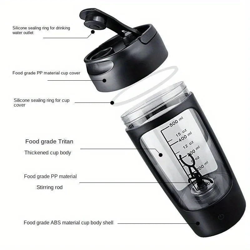 NNEOBA 500ML Electric Protein Shaker Bottle