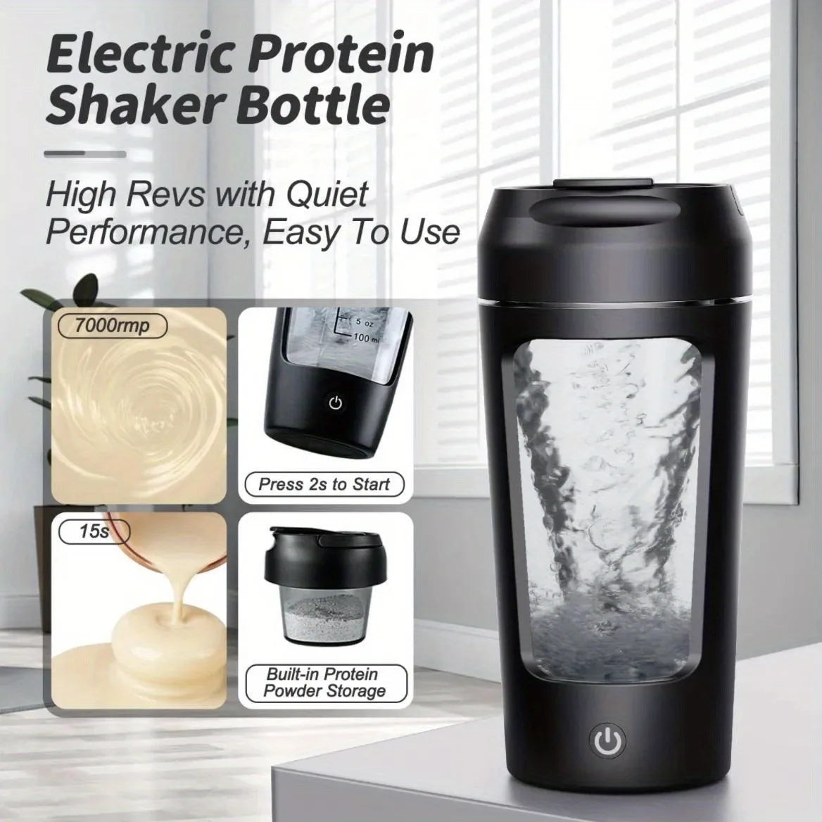 NNEOBA 500ML Electric Protein Shaker Bottle