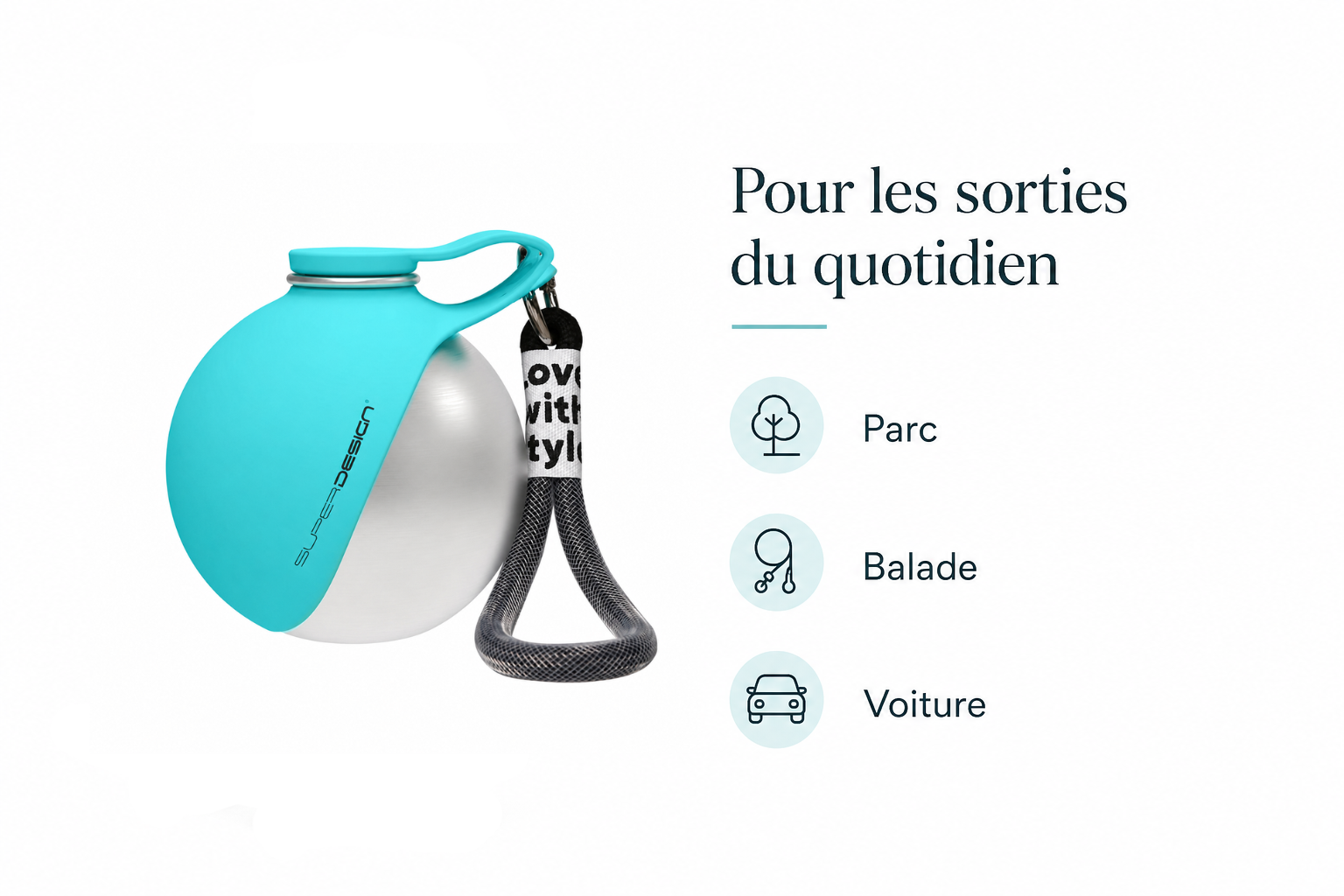 AquaWalk 3 — Gourde de promenade 3-en-1 pour chien
