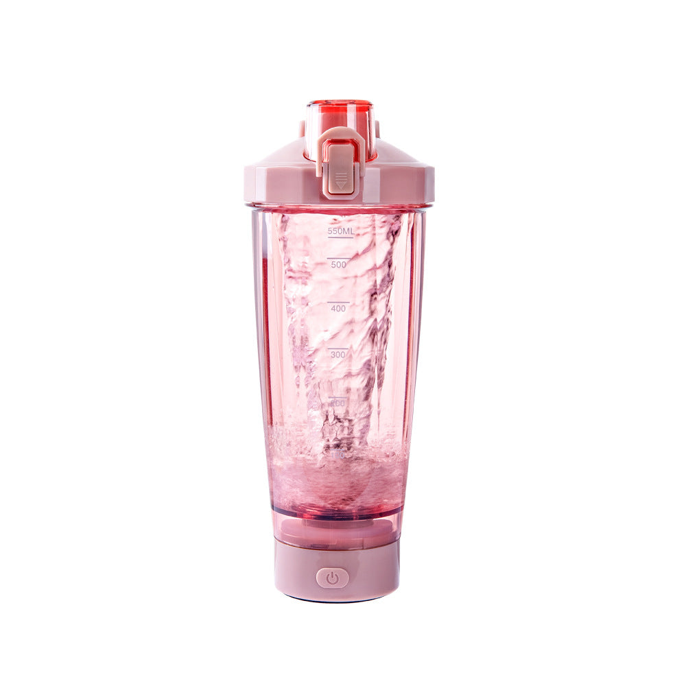 NNEDSZ Pink Portable Electric Shaker Bottle without LED Light, 550ml Sports Protein Mixer Cup for Gym and Travel
