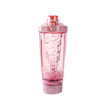 NNEDSZ Pink Portable Electric Shaker Bottle without LED Light, 550ml Sports Protein Mixer Cup for Gym and Travel