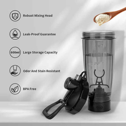 NNEDSZ Pink Portable Electric Shaker Bottle without LED Light, 550ml Sports Protein Mixer Cup for Gym and Travel