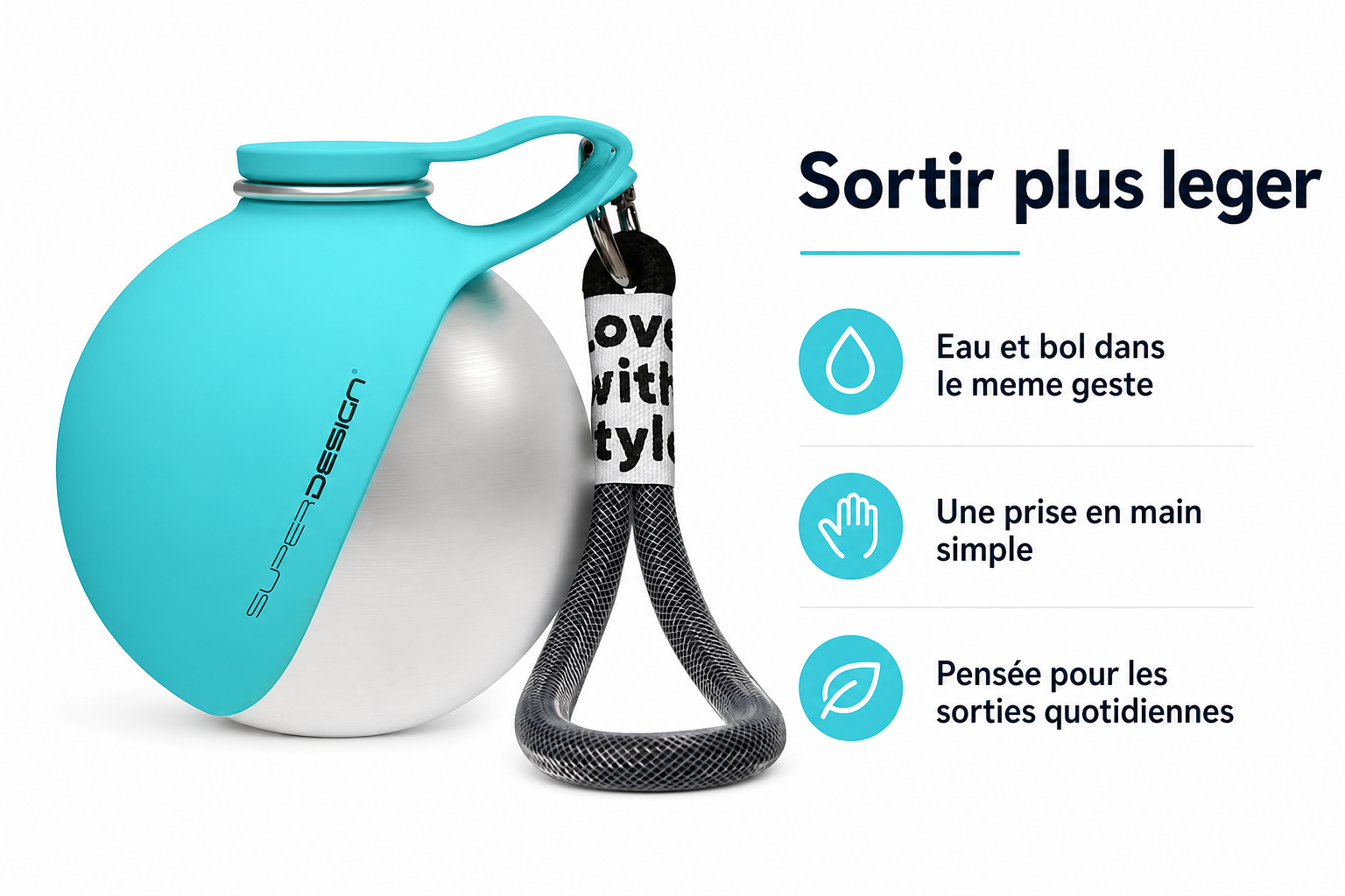 AquaWalk 3 — Gourde de promenade 3-en-1 pour chien