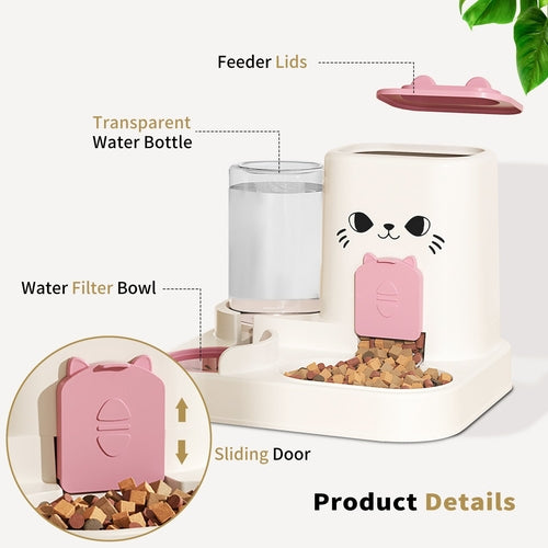 2-in-1 Automatic Cat Feeder And Water Dispenser - Dry Wet Separation,