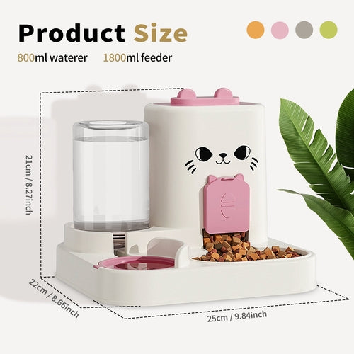 2-in-1 Automatic Cat Feeder And Water Dispenser - Dry Wet Separation,