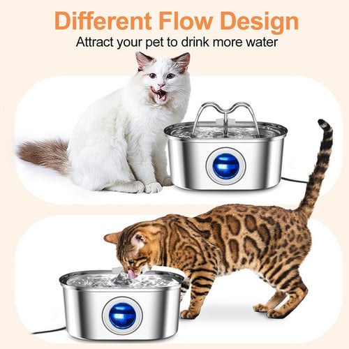 3.2L Cowhorn Model Pet Water Dispenser - Stainless Steel Automatic